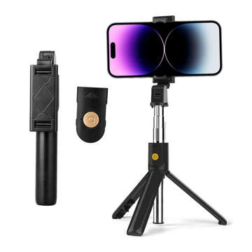 Selfie tyč stativ Tripod Alogy Stand držák telefonu selfie tyč Bluetooth dálkové ovládání Black