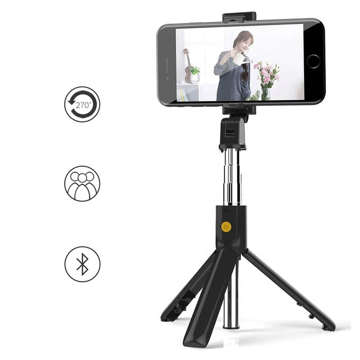 Selfie tyč stativ Tripod Alogy Stand držák telefonu selfie tyč Bluetooth dálkové ovládání Black