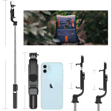 Selfie tyčový stativ Alogy Tripod držák telefonu tyč Bluetooth LED Black