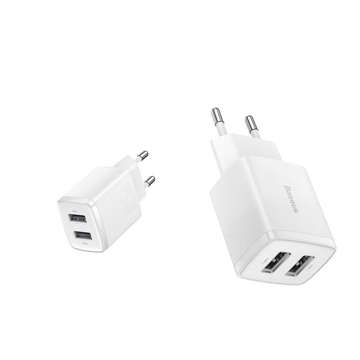 Silná nabíječka Baseus Compact 2x USB 2.1A 10.5W bílá