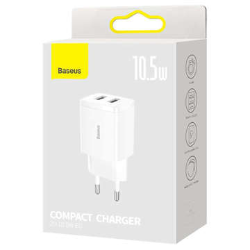 Silná nabíječka Baseus Compact 2x USB 2.1A 10.5W bílá