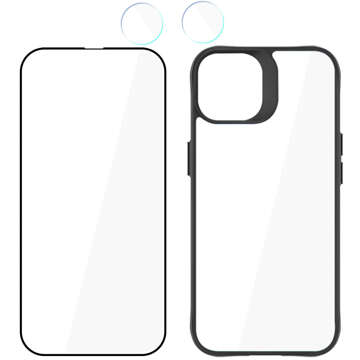 Skleněná čočka pouzdra pro iPhone 15 Plus Set 3mk Comfort Set 4v1 tvrzená čočka pouzdra