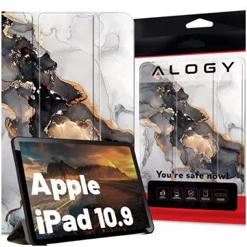 Skleněné pouzdro pro Apple iPad 10.9 Gen 10 2022 Kryt na tablet Alogy Book Case Cloudy Marble Marble