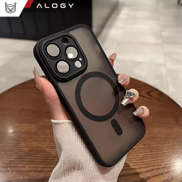 Skleněné pouzdro pro Apple iPhone 14 Pro Max Alogy MagSafe Hybrid Matte Case Matný kryt s ochranou objektivu černý