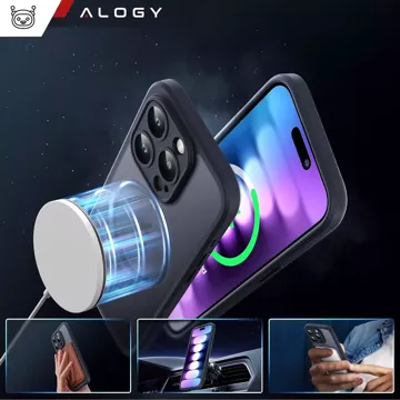 Skleněné pouzdro pro Apple iPhone 14 Pro Max Alogy MagSafe Hybrid Matte Case Matný kryt s ochranou objektivu černý