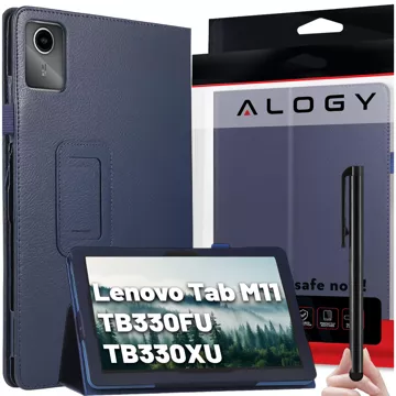 Skleněné pouzdro pro Lenovo Tab M11 10,95" TB330FU/TB330XU/TB331FC Kryt stojanu s flipem pro tablet Pouzdro Alogy Navy Blue Stylus Zdarma