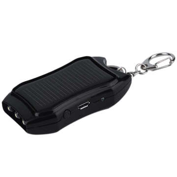 Solární Power Bank Power Bank s baterkou 1200mAh Batoh Keychain Black