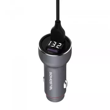 Somostel SMS-A89 Quick Charge QC 3.0 nabíječka do auta 30W hliníková 2X USB stříbrná