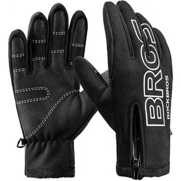 Sportovní cyklistické rukavice XL RockBros větruodolné cyklistické rukavice pro telefon S091-4BK-XL Černá