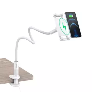 Stojan na stůl Choetech Flexibilní stojan na telefon s bezdrátovou nabíječkou na telefon QI 10W bílá