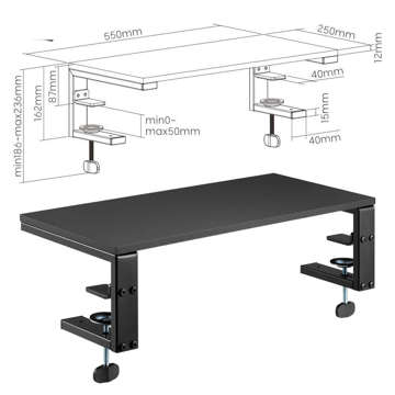 Stojanová stolní police pro monitor Přenosný počítač Nastavitelná podle stolu Ergo Clamp Riser Black