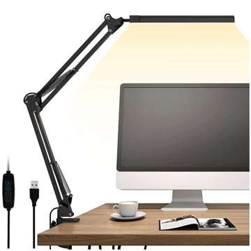 Stolní LED lampa Alogy Dreslarska USB s nastavitelným dlouhým ramenem na desku stolu Black