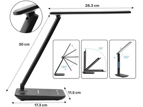 Stolní lampa Alogy LED 10W Qi indukční nabíječka s displejem Černá