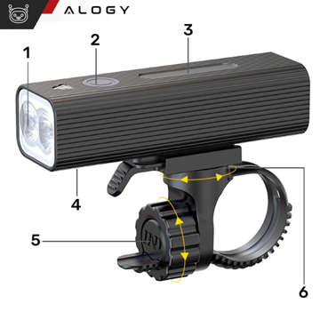 Světlo na kolo Přední LED světlo na kolo Osvětlení na kolo Vodotěsné IPX5 Alogy P12 Bike Light Black