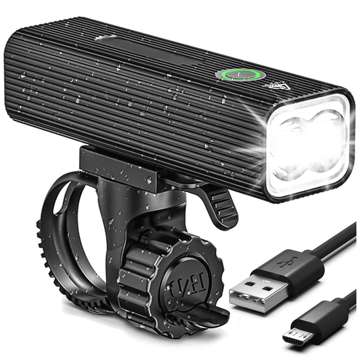 Světlo na kolo Přední LED světlo na kolo Osvětlení na kolo Vodotěsné IPX5 Alogy P12 Bike Light Black