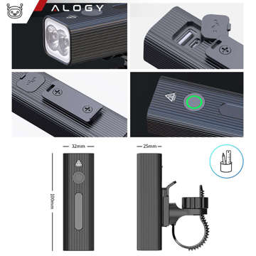 Světlo na kolo Přední LED světlo na kolo Osvětlení na kolo Vodotěsné IPX5 Alogy P12 Bike Light Black