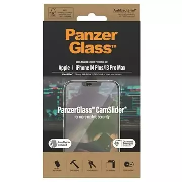 "Szkło PanzerGlass Ultra-Wide Fit pro iPhone 14 Plus / 13 Pro Max 6,7" Ochrana obrazovky CamSlider Antibakteriální Snadné zarovnání 2797"