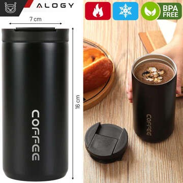 Termoska termohrnková láhev láhev na vodu 400ml na kávu čaj yerba mate Alogy Steel Black