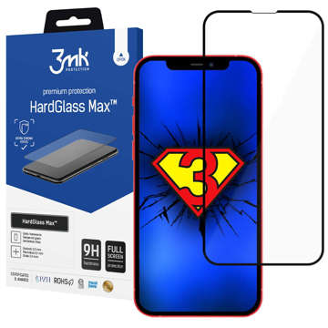 Tvrzené sklo na displej 3mk HardGlass Max pro Apple iPhone 13/13 Pro Black