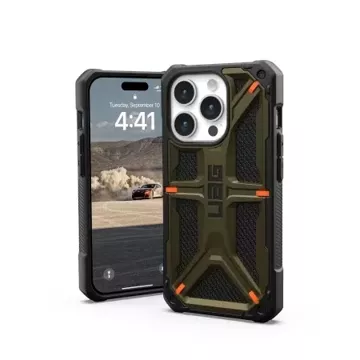 UAG Monarch case - ochranné pouzdro pro iPhone 15 Pro (kevlar element green)