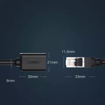 UGREEN Ethernet prodlužovací kabel RJ45 Cat 6 FTP 1000 Mbps 3 m černý (NW112 11282)