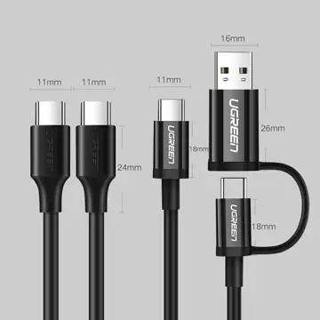 UGREEN USB typ C kabel pro nabíjení a přenos dat 3A 0,5m černý (US286)