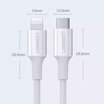 UGREEN kabel MFi USB Typ C - Lightning 3A 0,5 m bílý (US171)