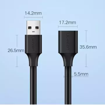 UGREEN kabel prodlužovací kabel USB 3.0 (samice) - USB 3.0 (samec) adaptér 1,5 m černý (US129 30126)