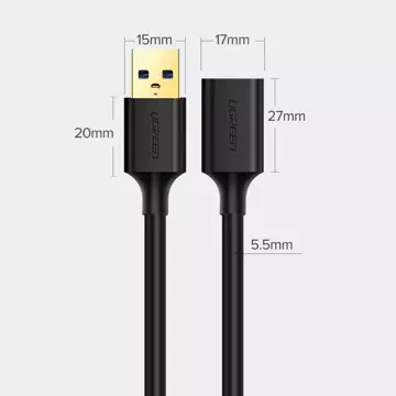 UGREEN kabel prodlužovací kabel USB 3.0 (samice) - USB 3.0 (samec) adaptér 1,5 m černý (US129 30126)