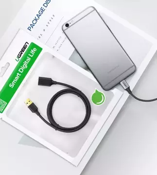 UGREEN kabel prodlužovací kabel USB 3.0 (samice) - USB 3.0 (samec) adaptér 1,5 m černý (US129 30126)