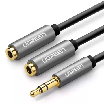 UGREEN kabel rozbočovací kabel pro sluchátka 3,5 mm mini jack AUX 20 cm (2 x audio výstup) stříbrný (10532)