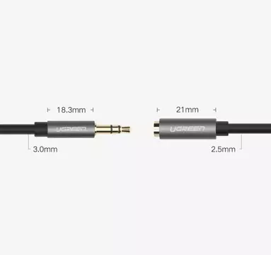 UGREEN kabel rozbočovací kabel pro sluchátka 3,5 mm mini jack AUX 20 cm (2 x audio výstup) stříbrný (10532)