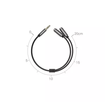 UGREEN kabel rozbočovací kabel pro sluchátka 3,5 mm mini jack AUX 20 cm (2 x audio výstup) stříbrný (10532)