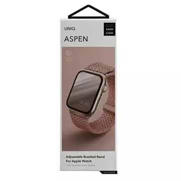 UNIQ Aspen řemínek pro Apple Watch 44/42/45 mm Series 4/5/6/7/8/SE/SE2 Splétaný růžový/grapefruitově růžový