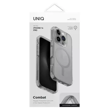 UNIQ Combat pouzdro pro iPhone 16 Pro 6,3" Magclick Charging Grey/Stone Grey