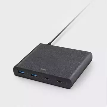 UNIQ Ład. siec. HUB Surge 90W černý /uhlově černý 2xUSB Quick Charge 3.0 2xUSB-C PD 3.0 (LITHOS Collective)