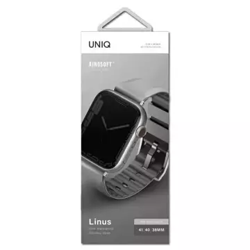 UNIQ Linus Apple Watch Series 4/5/6/7/8/SE/SE2 řemínek 38/40/41 mm Airosoft Silikonově šedá/křídově šedá