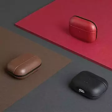 UNIQ Ochranné pouzdro na sluchátka Terra Case pro Apple AirPods Pro Genuine Leather červená/červená