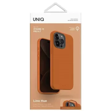 UNIQ pouzdro Lino Hue pro iPhone 15 Pro Max 6,7" Magclick Charging oranžová/západ slunce oranžová