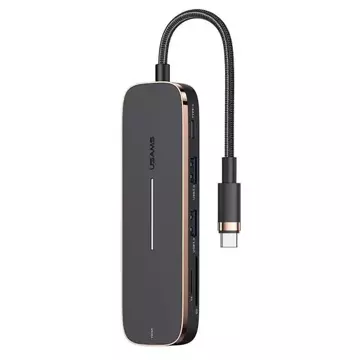 USAMS Adaptér HUB 2xUSB USB-C HDMI Micro SD SD černá/černá SJ575HUB01 (US-SJ575)