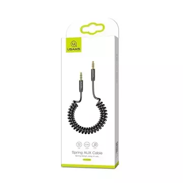 USAMS Adaptér Spring audio jack 3,5 mm -3,5 mm 1,2 m černý/černý SJ256YP01 (US-SJ256)