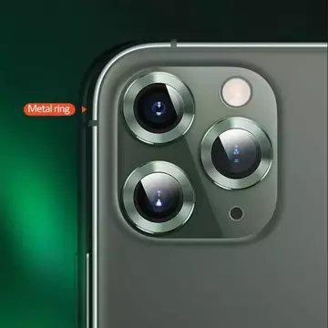 USAMS Glass Lens Glass pro iPhone 11 Pro Max kovový kroužek BH573JTT03 (US-BH573) stříbrný/stříbrný