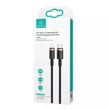 USAMS Kabel U63 USB-C na Lightning 1,2m 20W PD Fast Charge černý