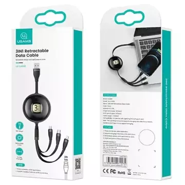 USAMS Kabel U69 3w1 1m niebieski/modrý (lightning/microUSB/USB-C)