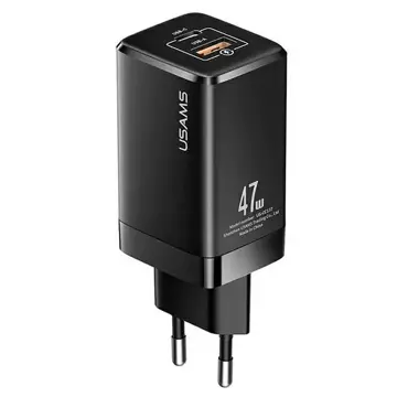 USAMS Ład. siec. T41 USB-C USB GaN 47W PD QC (pouze hlava) Rychlé nabíjení czarny/black CC137TC01 (US-CC137)