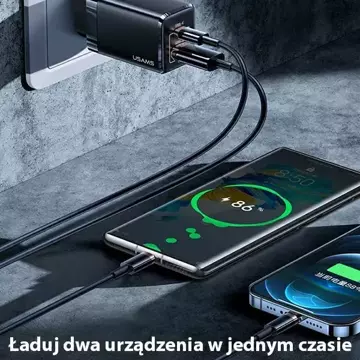 USAMS Ład. siec. T41 USB-C USB GaN 47W PD QC (pouze hlava) Rychlé nabíjení czarny/black CC137TC01 (US-CC137)