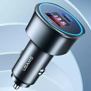 USAMS Nabíječka do auta 1xUSB 1xUSB-C C26 95W (pouze hlava) Fast Charge černá/černá CC146TC01 (US-CC146)