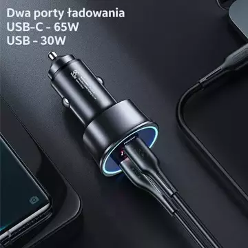 USAMS Nabíječka do auta 1xUSB 1xUSB-C C26 95W (pouze hlava) Fast Charge černá/černá CC146TC01 (US-CC146)