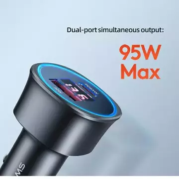 USAMS Nabíječka do auta 1xUSB 1xUSB-C C26 95W (pouze hlava) Fast Charge černá/černá CC146TC01 (US-CC146)