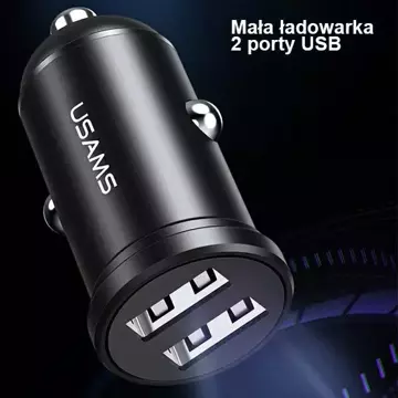 USAMS Nabíječka do auta 2xUSB 2,4A Mini černá/černá CC114TC01 (US-CC114)